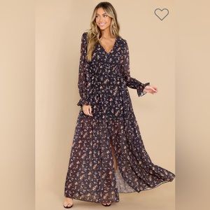 Red Dress Black Floral Dress